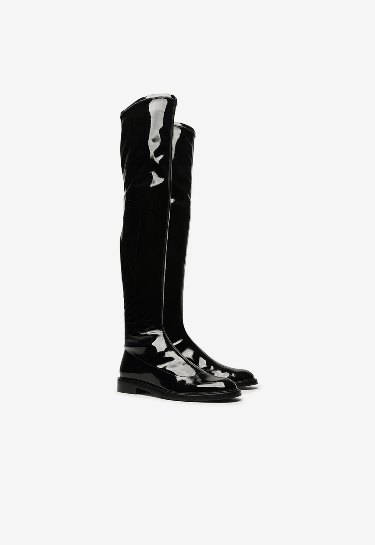Bold Details Kaolin Over The Knee Patent Leather  Boot
