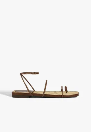 Kaya Brown Leather Flat Sandal Built For Pace