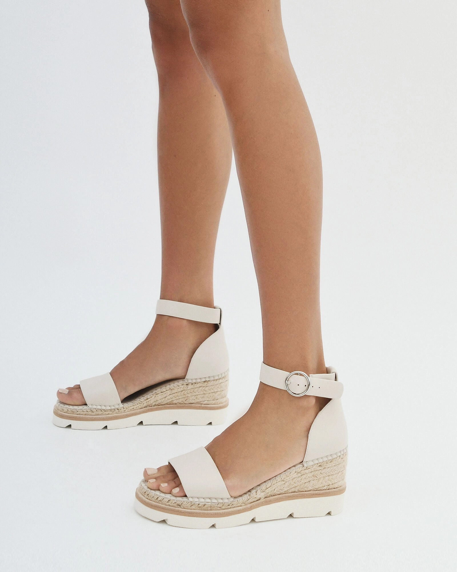 Designed To Layer Kelly Mid Heel Wedges Bone Leather