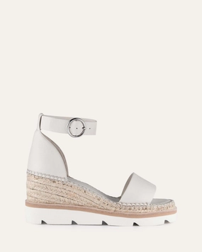 Simple Uniform Kelly Mid Heel Wedges Bone Leather