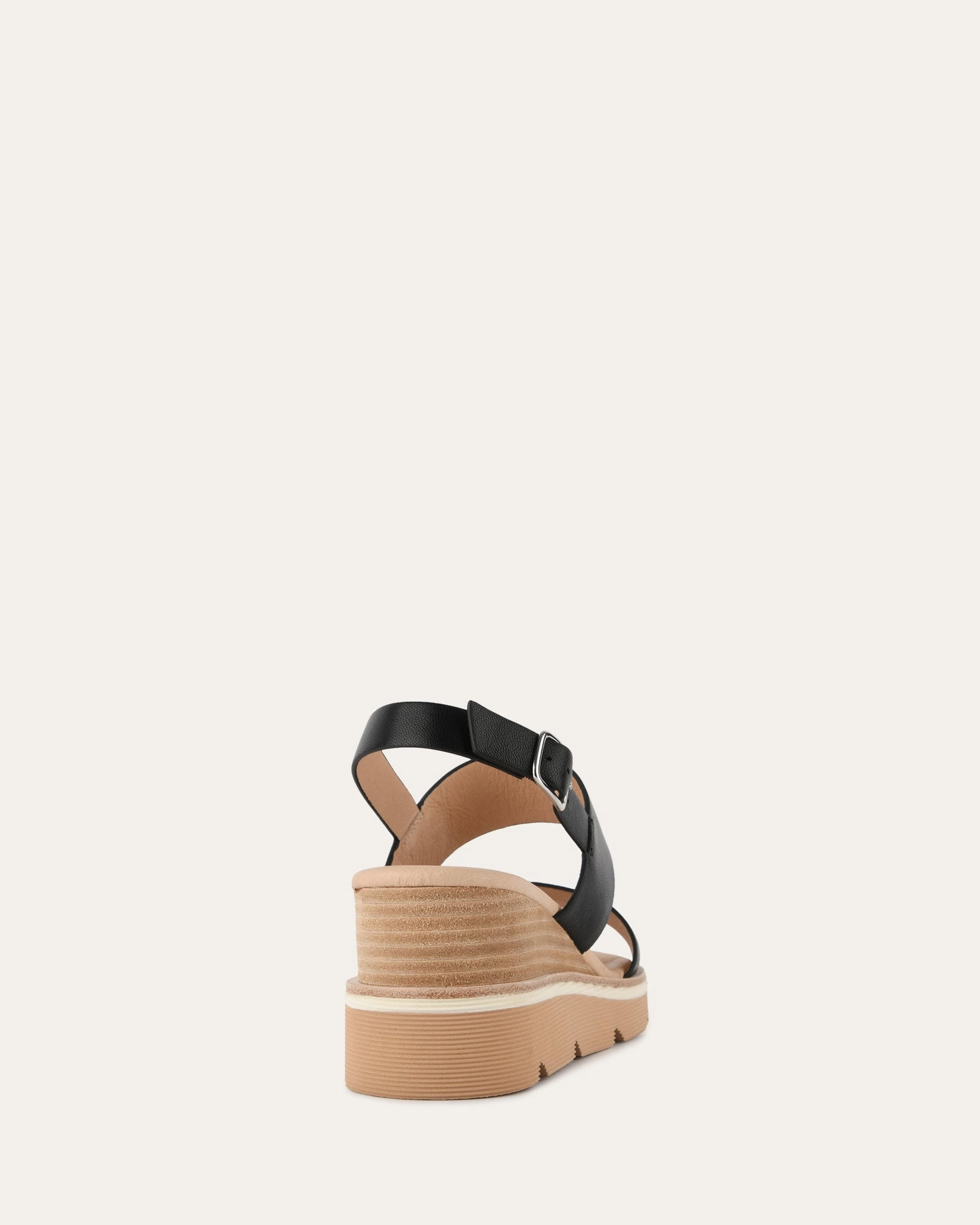 Kinney Wedge Sandal Black Leather Clean-Motion System