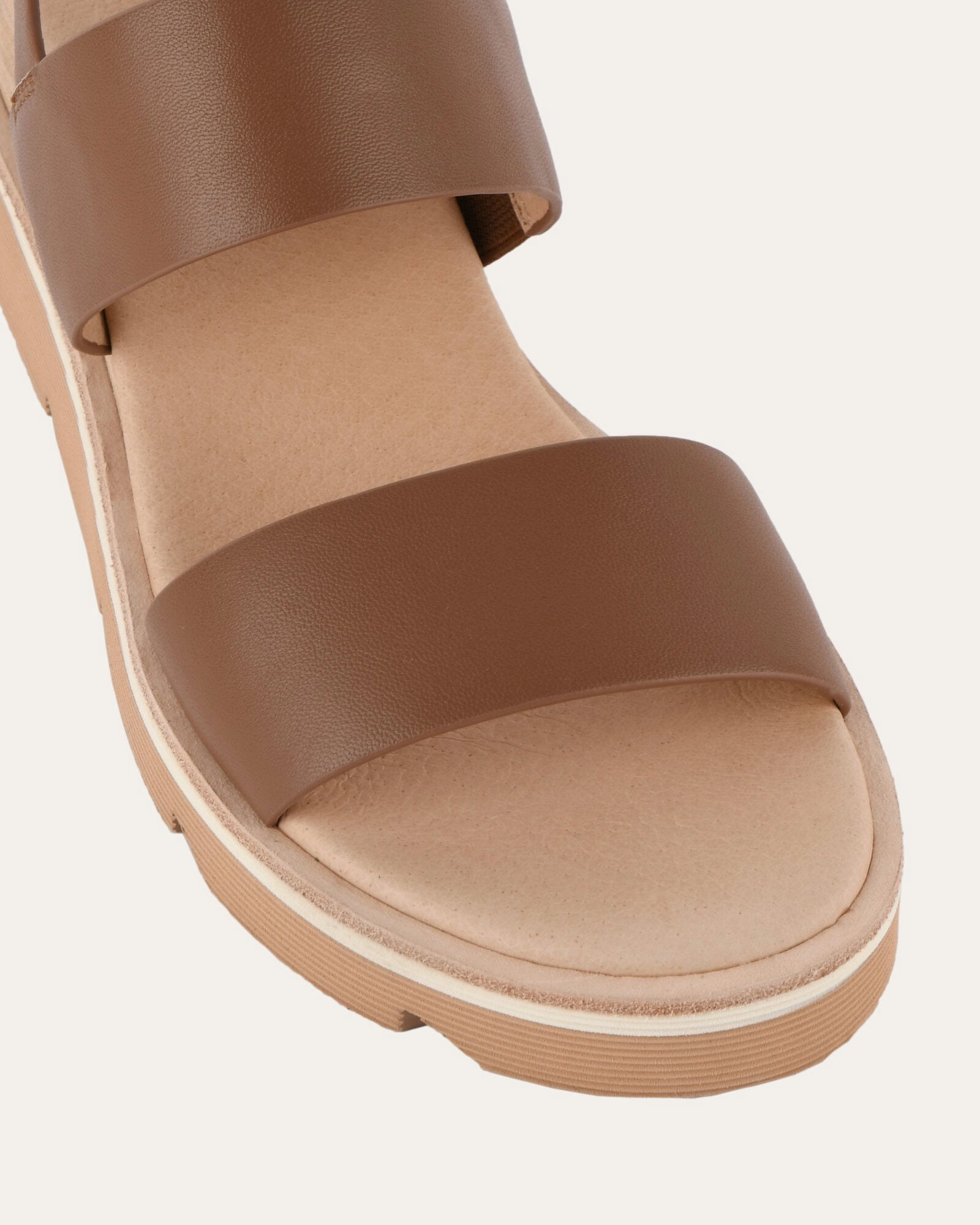 Kinney Wedge Sandal Dark Tan Leather Ease-Ready Refined Streetwear