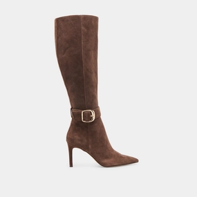 Edge In Motion Kinzy Wide Calf Boots Dk Brown Suede