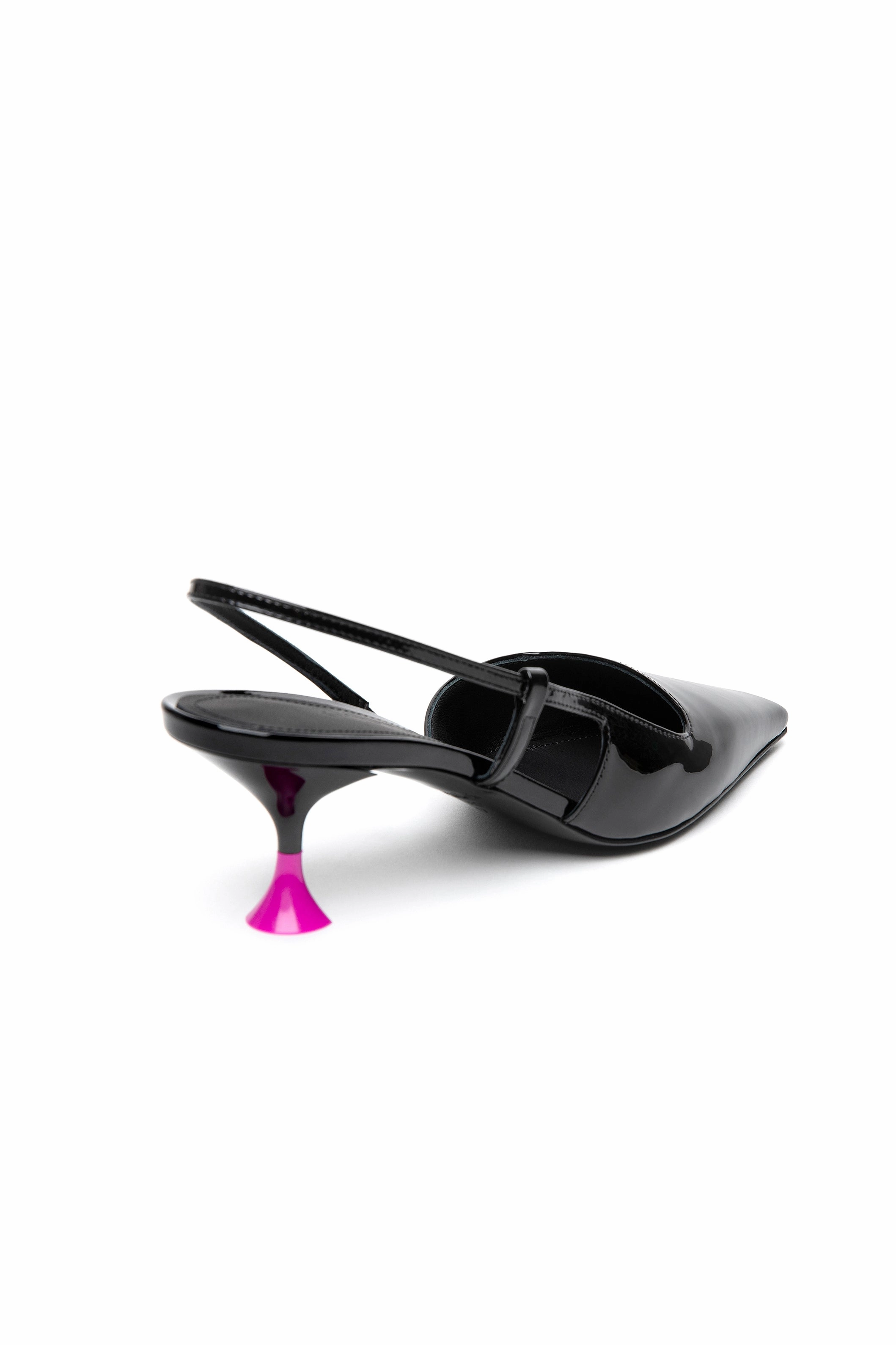 Shift Your Gear Kira Cris Patent Slingback Shoe In Black