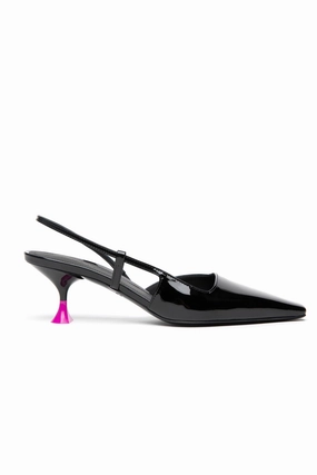 Kira Cris Patent Slingback Shoe In Black Ultra-Clean Style