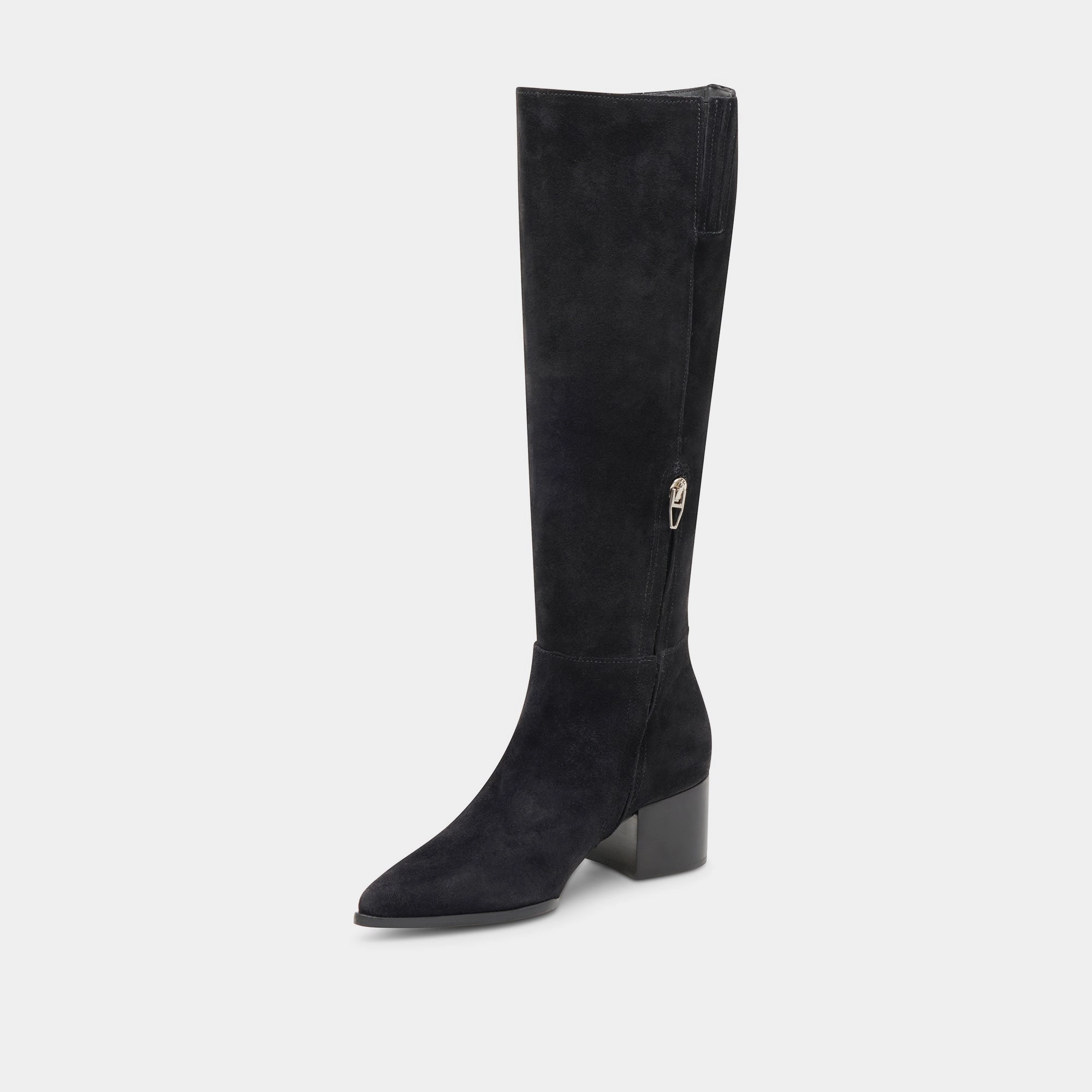 Season-Free Style Kirson Wide Calf Boots Onyx Suede