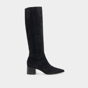 Kirson Wide Calf Boots Onyx Suede Quiet City Style Layer Smart