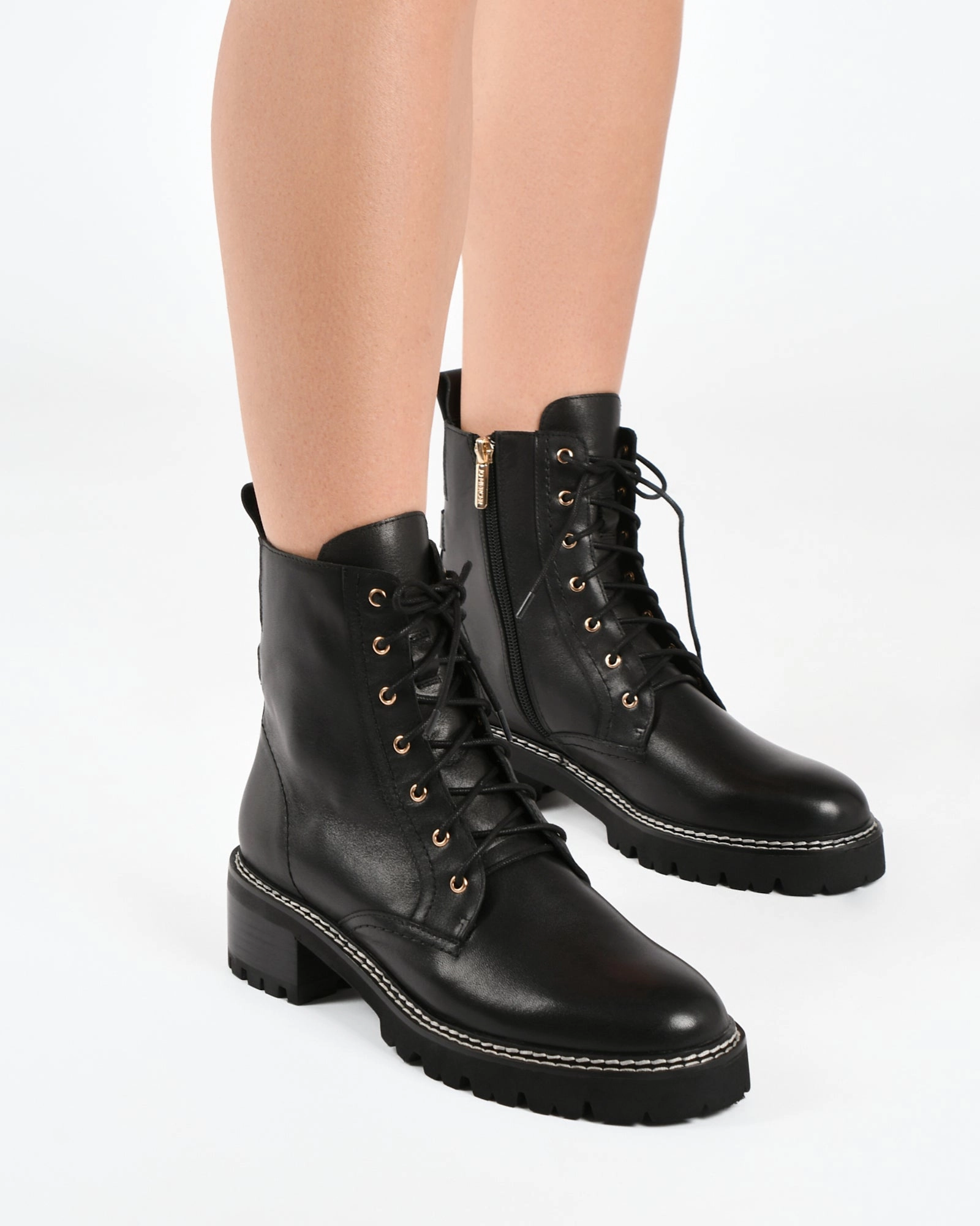 Koda Flat Ankle Boots Black Leather Lifestyle Drop