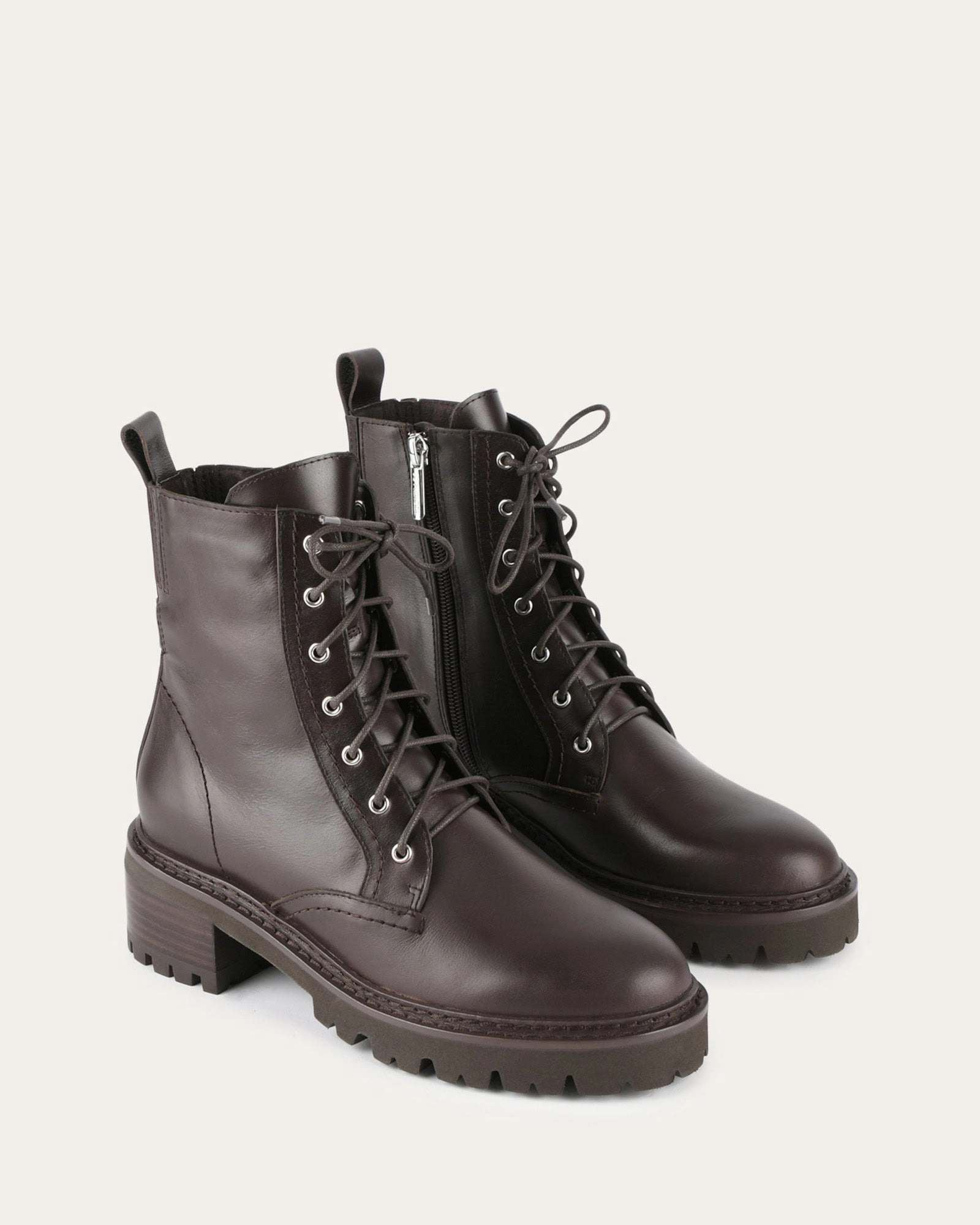 Koda Flat Ankle Boots Cacao Leather Sleek Mindset