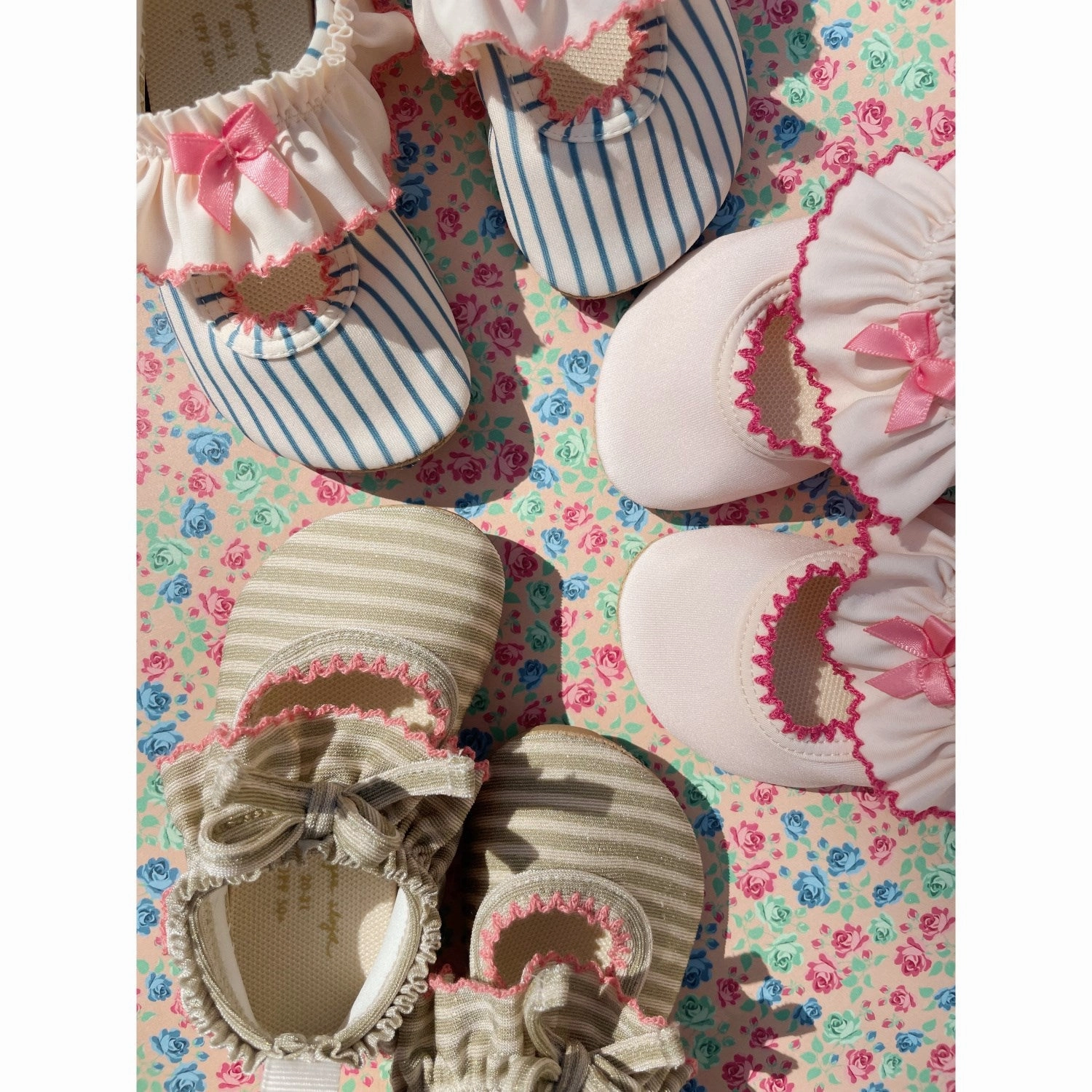 Calm Crafted Life, Simplified Konges Sl?Jd Blue Stripe Gina Frill Swim Shoes