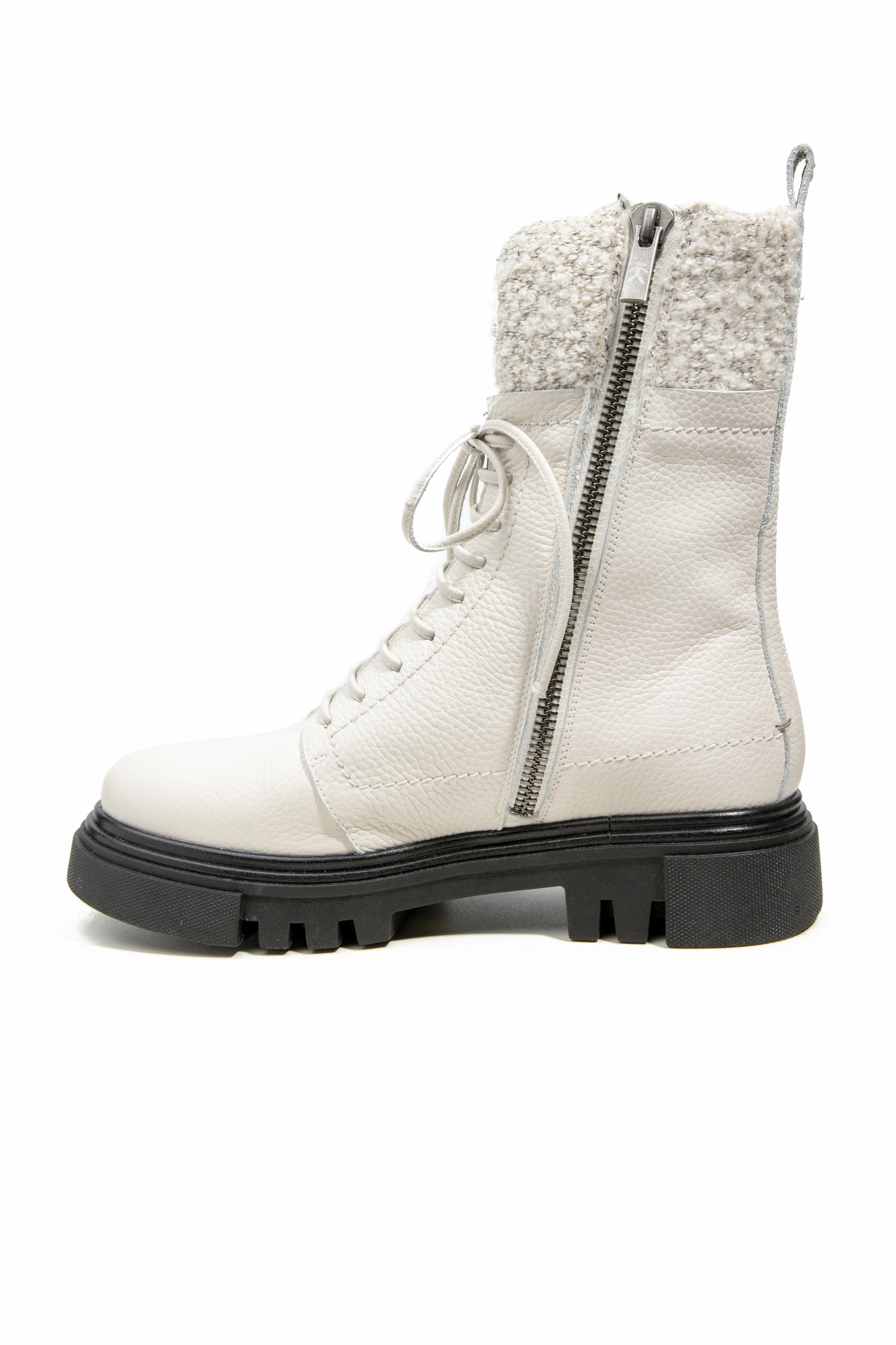 Lace-Up Low Leather Boot With Lana Ricciolina In Gesso Your Daily Function Iconic Minimalism
