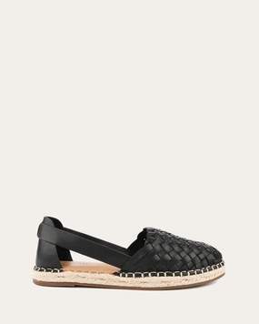Simple Uniform Vibe-Driven Gear Opal Flat Espadrilles Black Leather