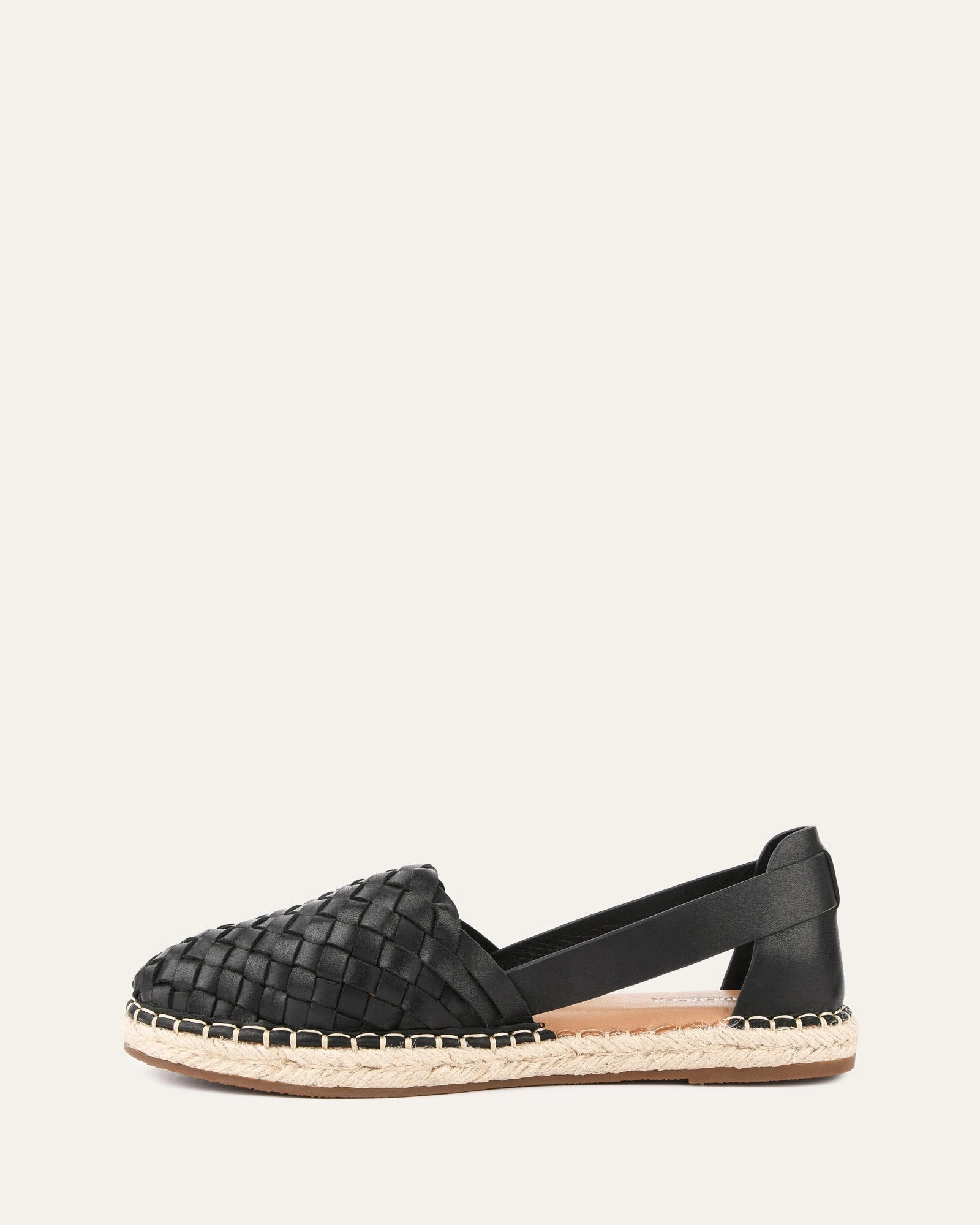 Opal Flat Espadrilles Black Leather Minimalist Edge Live-Core
