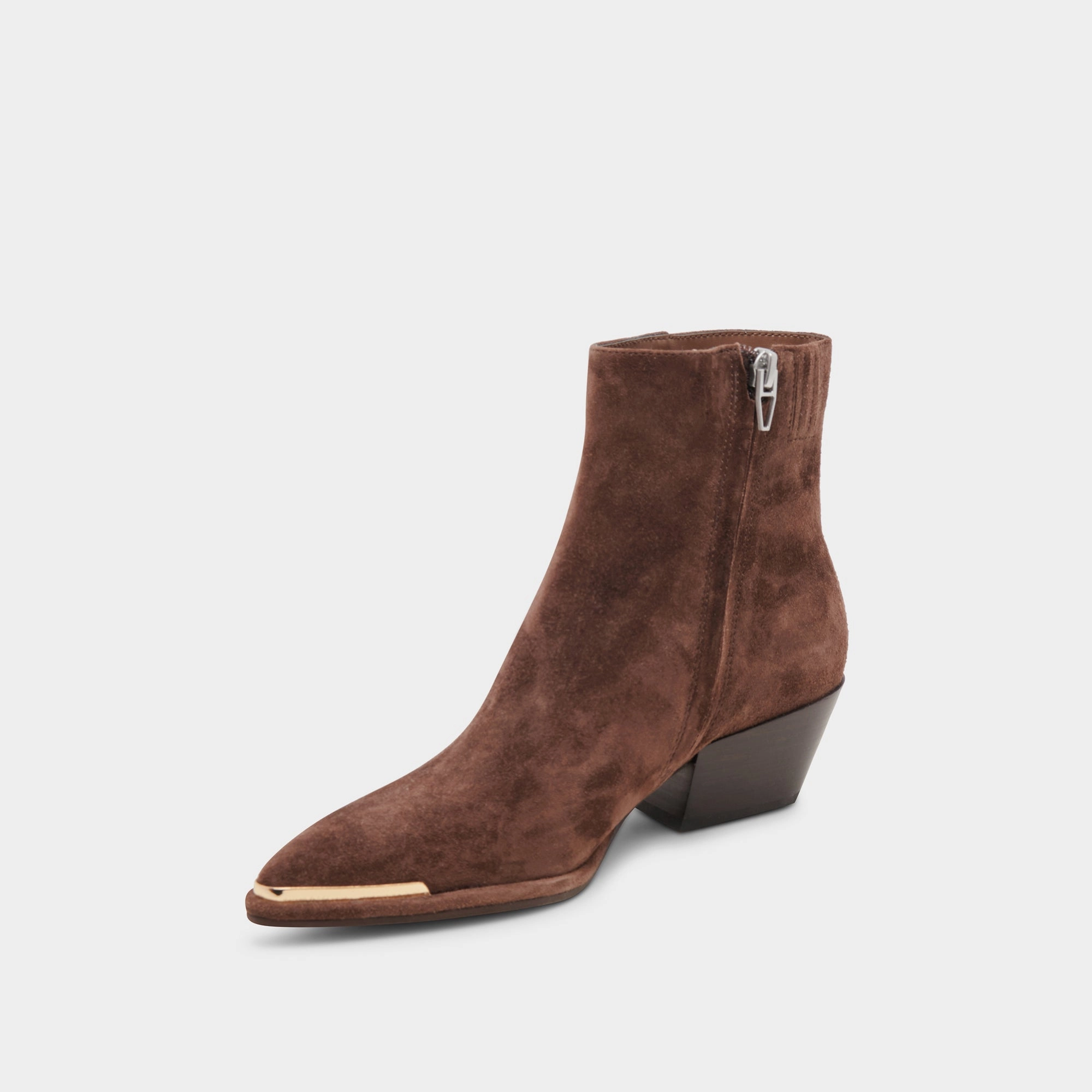 Nonah Wide Booties Dk Brown Suede Pure Lines Refined Silhouette