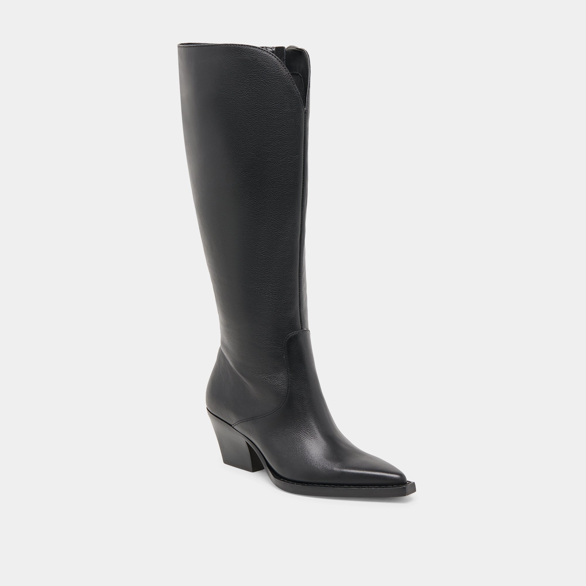 Raj Wide Calf Boots Black Leather Journey Wear