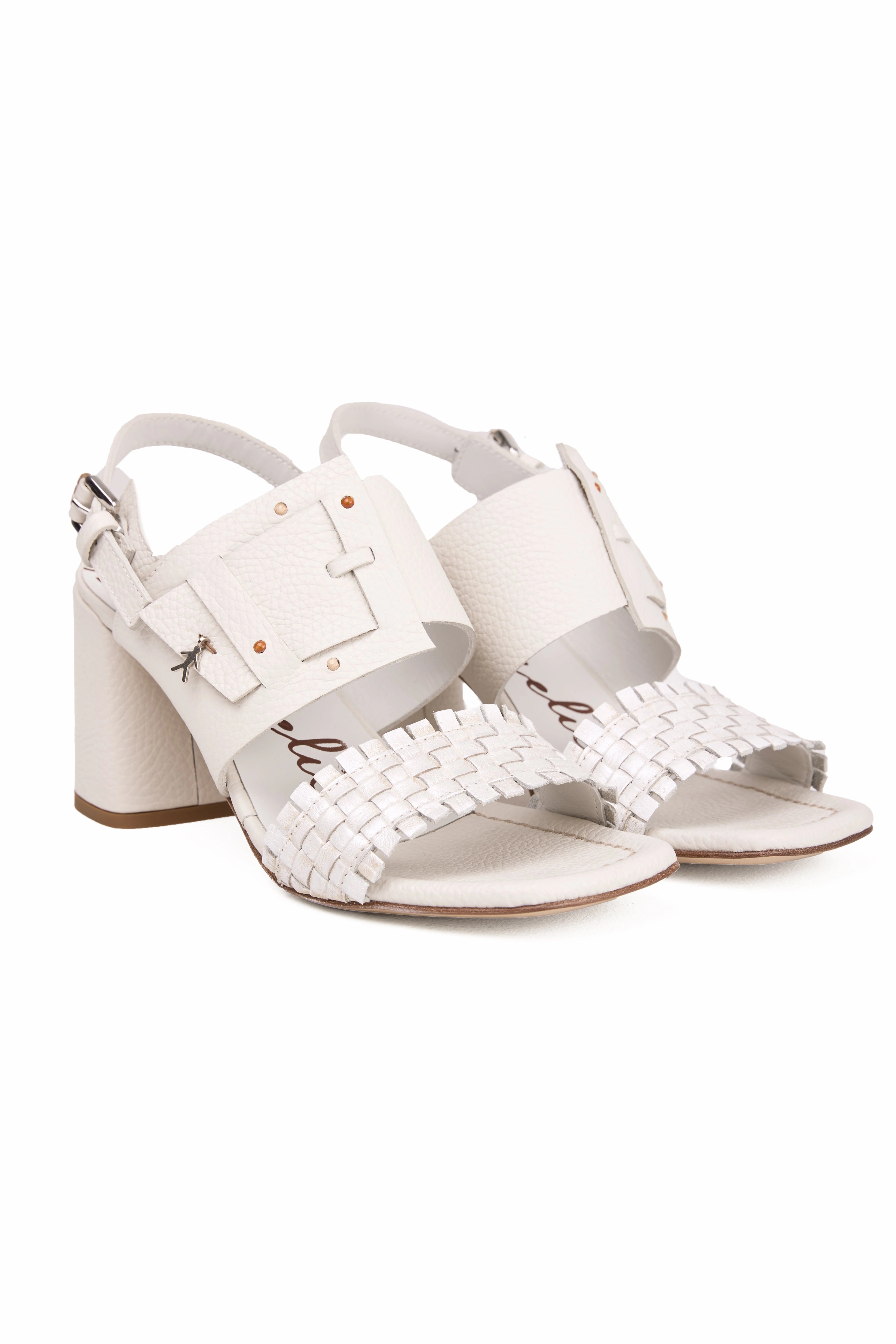 Refined And Raw Leather Heel Sandal In Gesso Bianco