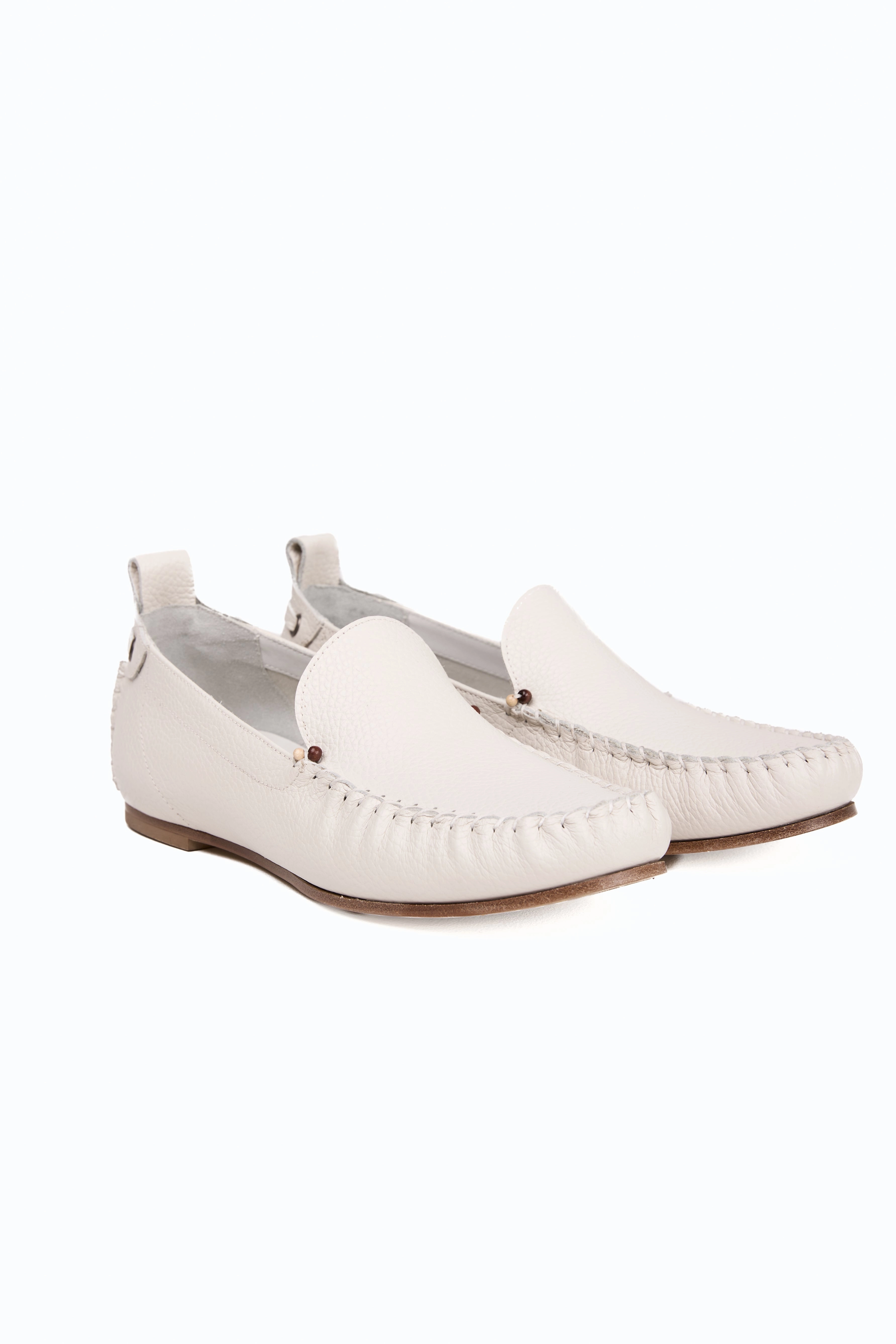 Life In Layers Leather Moccasin Shoe In Muflone Gesso