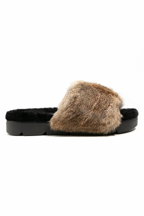 Tailored For Life Feel-Based Fashion Leather Slide With Fur In Renna