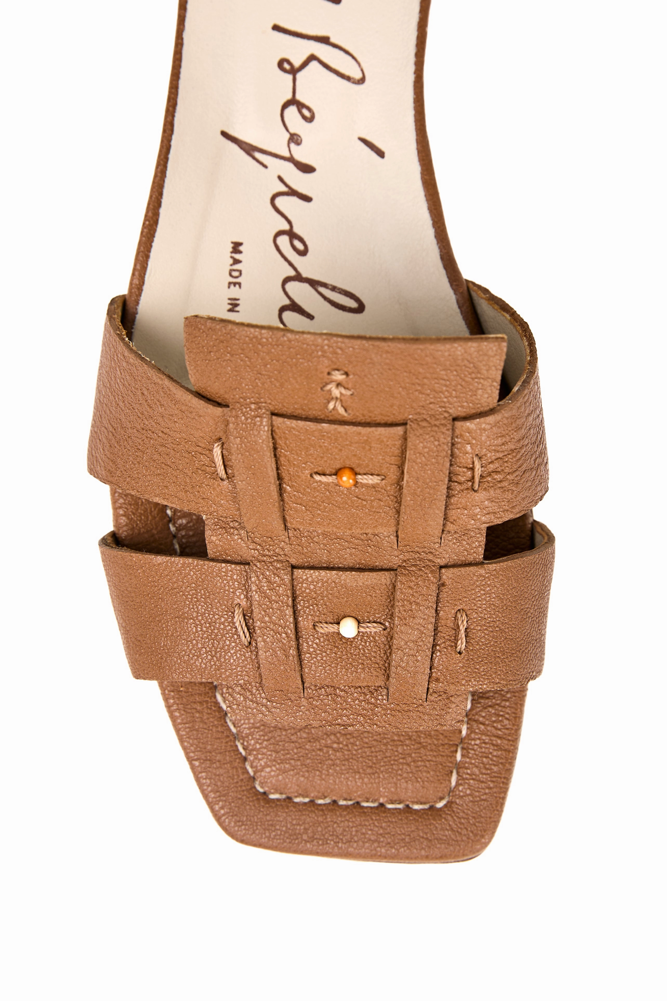 Leather Slides In Martellato Cuoio Designed To Explore Engineered For Now