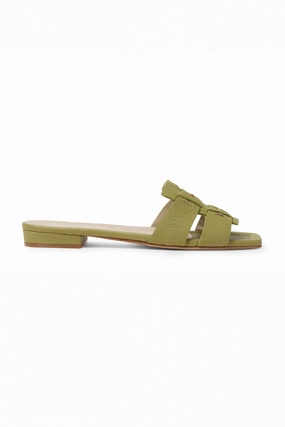 Leather Slides In Martellato Prato Modern Identity Designed For Pace