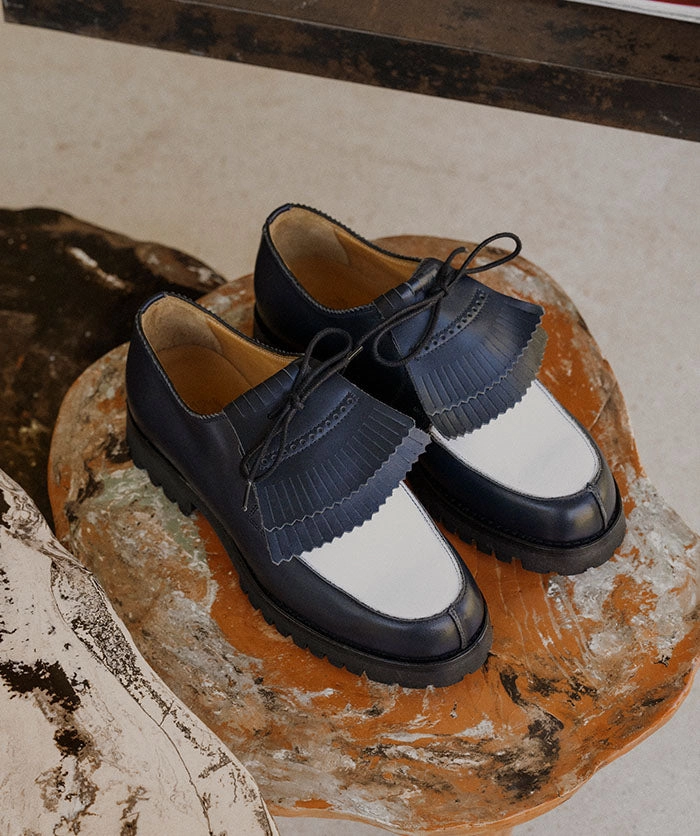 Reimagined Comfort Leonie Blue And White Derby Shoes