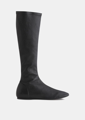 Versatile Mood Stretch Leather Knee-High Bootie In Black