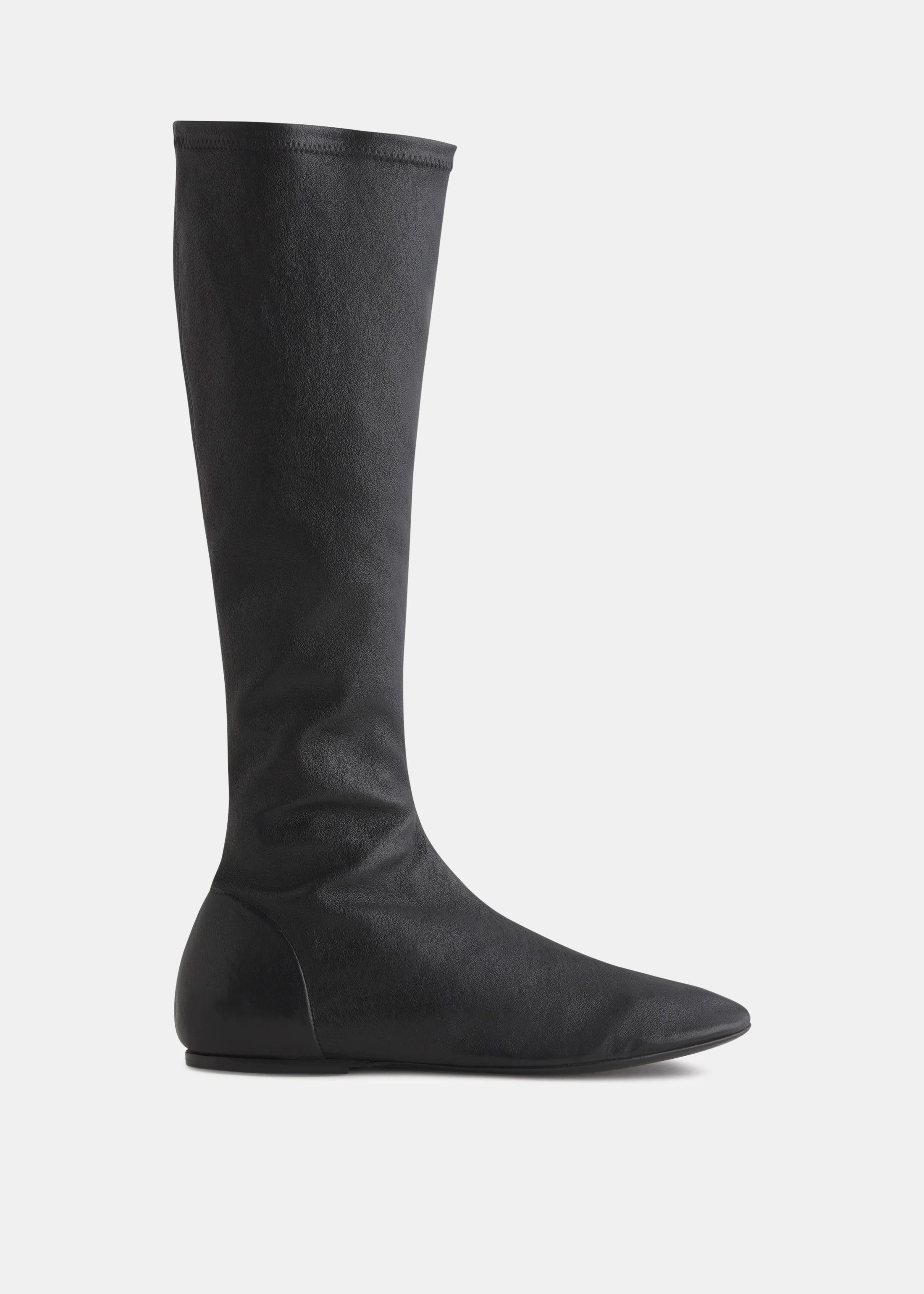 Versatile Mood Stretch Leather Knee-High Bootie In Black
