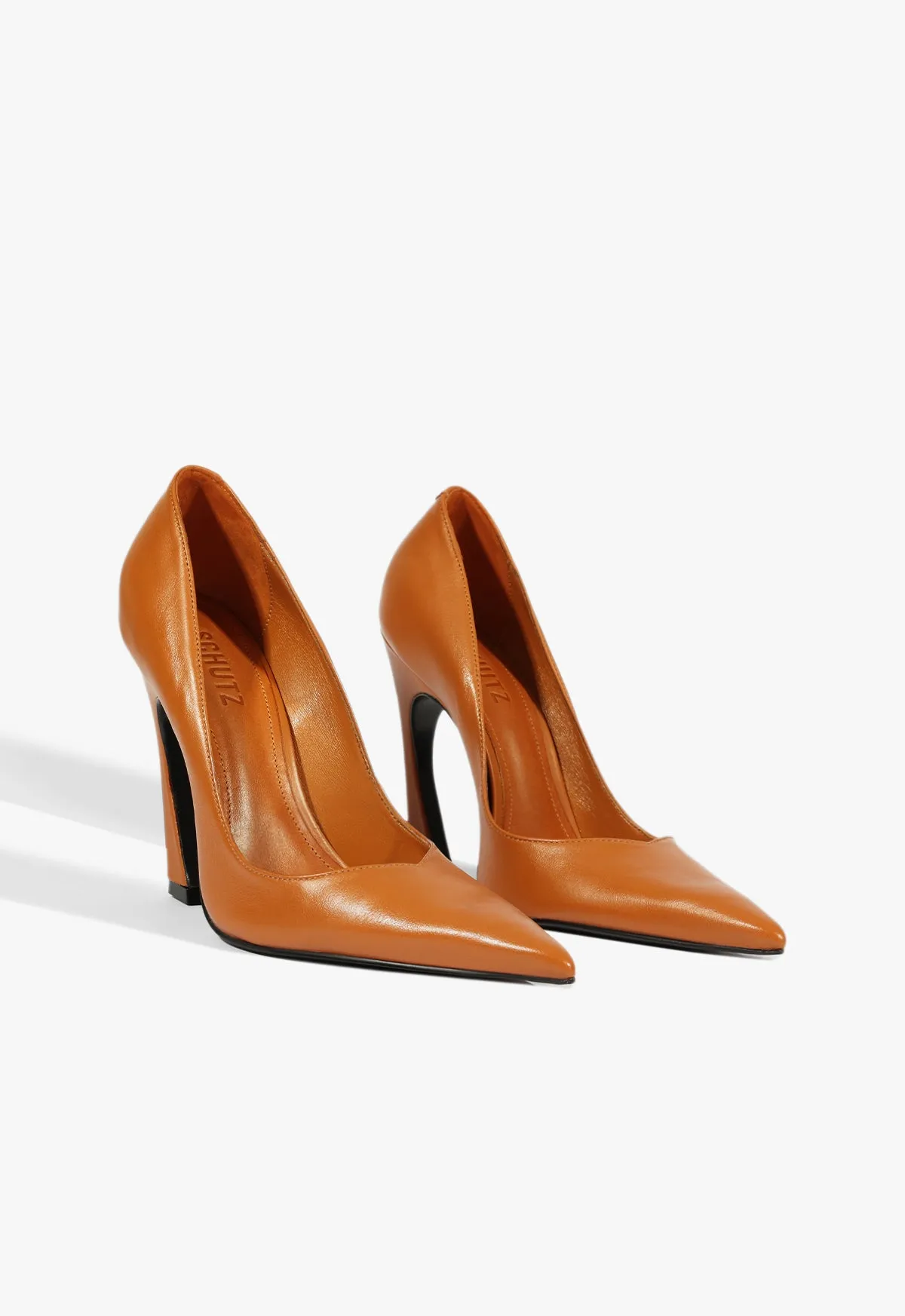 Lexi High Sculptural Brown Pump Form-Light Fit Your Everyday Edge