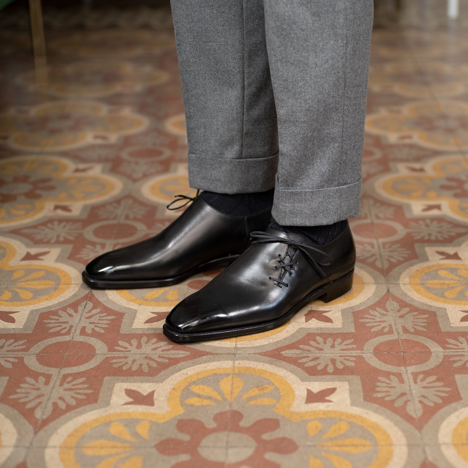 Active-Inspired Wholecut Oxford Shoe -  Onyx Box Calf