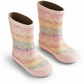 Wheat Rubber Boot Print Muddy Rainbow Flowers Crafted In Flow