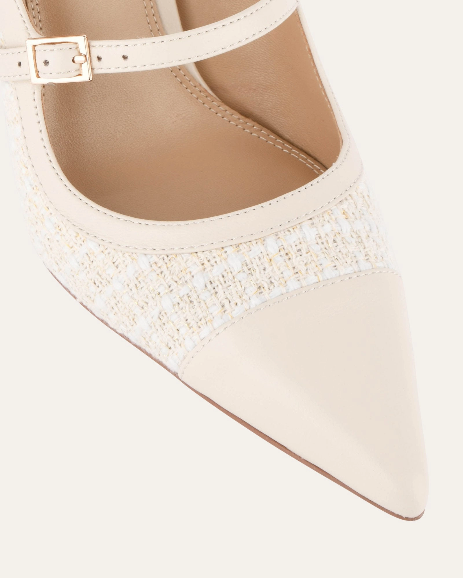 Essentials, Upgraded Ascot High Heels Off White Tweed