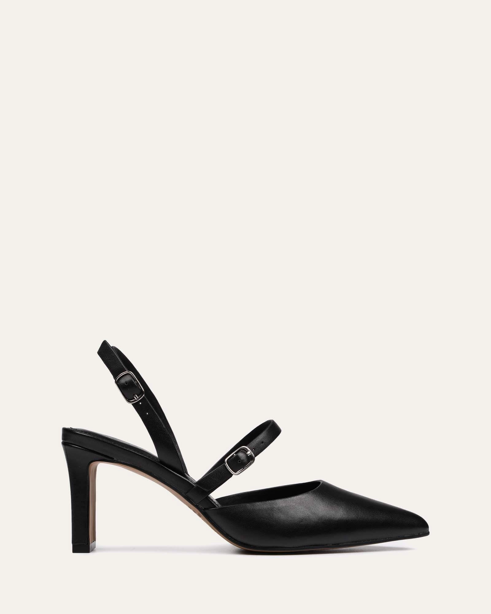 Karina Mid Heels Black Leather Streamlined Edge Adaptive Edge