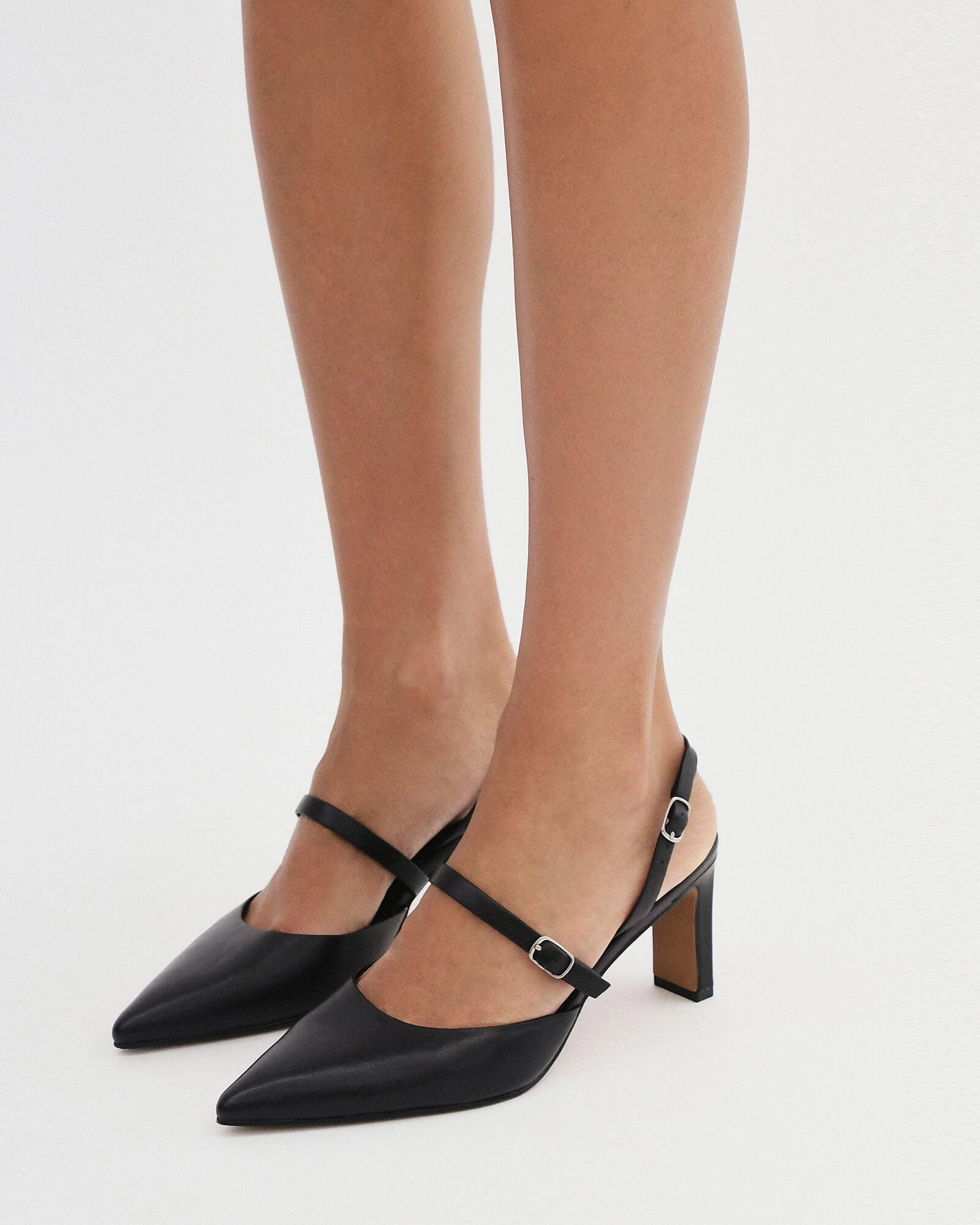 Karina Mid Heels Black Leather Core Rhythm Progressive Outfit