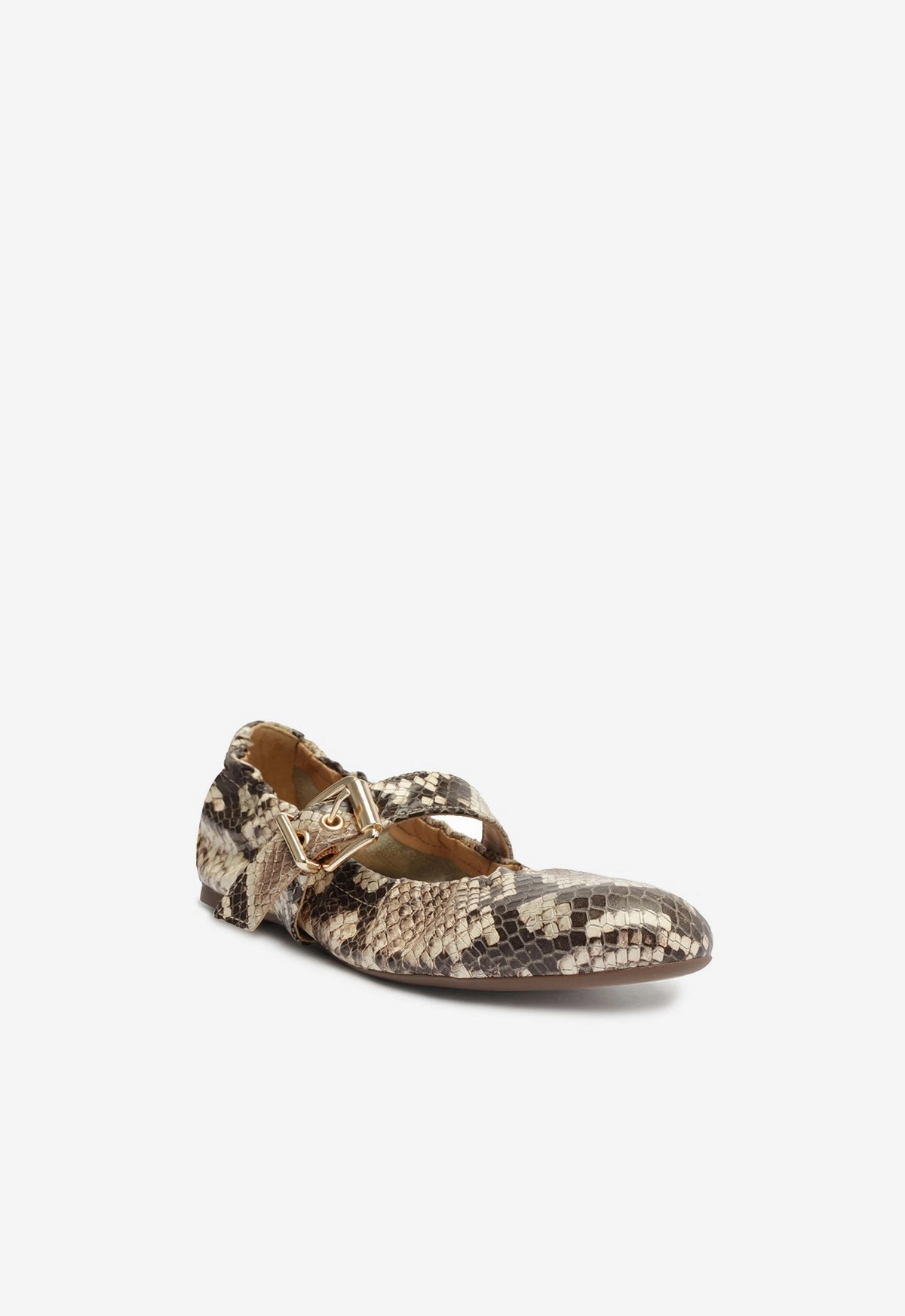 Purpose-Led Free To Move Calita Snake-Embossed Leather Flat