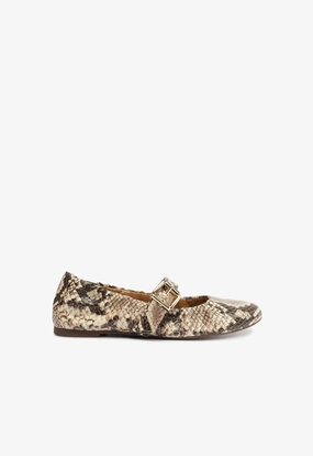 Calita Snake-Embossed Leather Flat Fit-Flow Lightweight Living