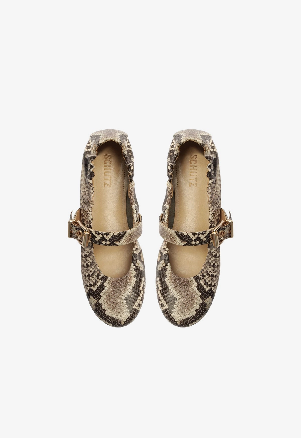 Calita Snake-Embossed Leather Flat Everyday Uniform Layer With Ease