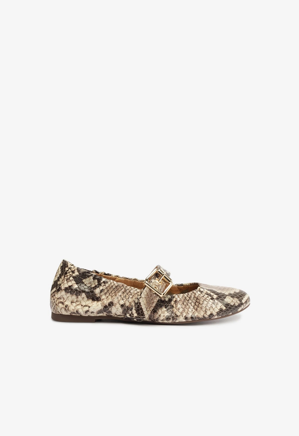 Calita Snake-Embossed Leather Flat Fit-Flow Lightweight Living