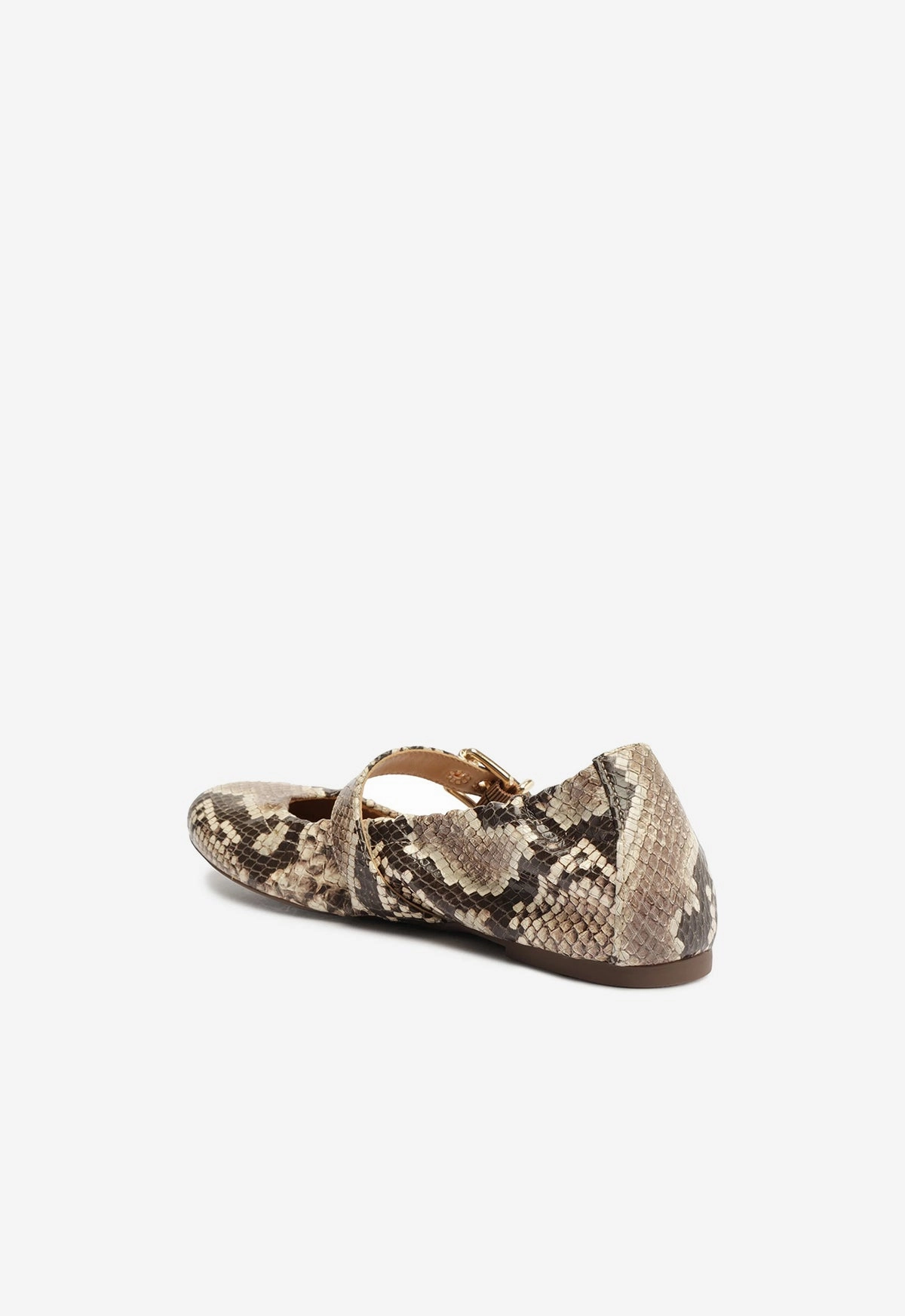 Calita Snake-Embossed Leather Flat Style Without Noise