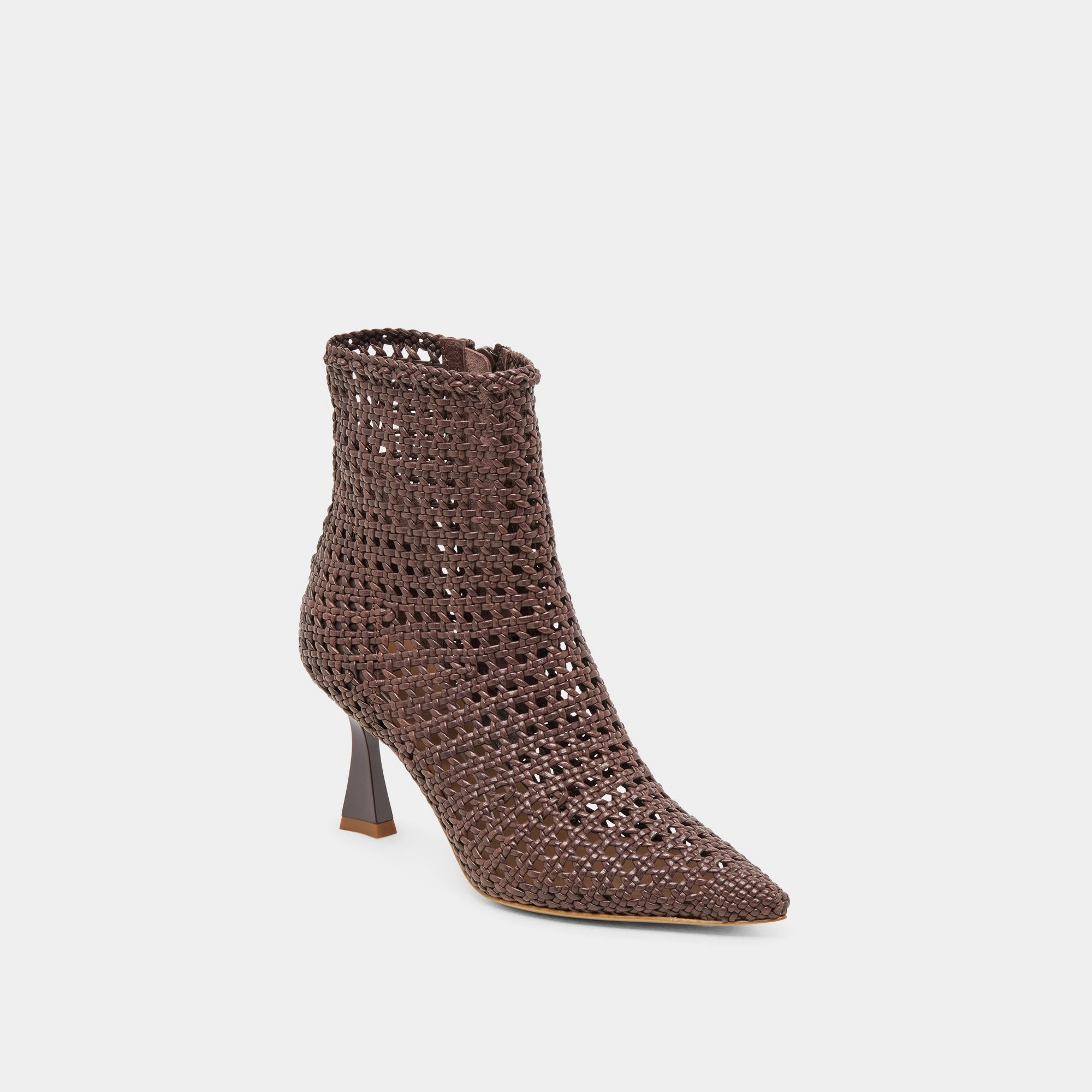 Lonni Booties Dk Brown Woven Leather Pure Lineswear