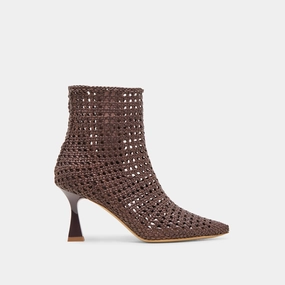 Calm Layers Lonni Booties Dk Brown Woven Leather