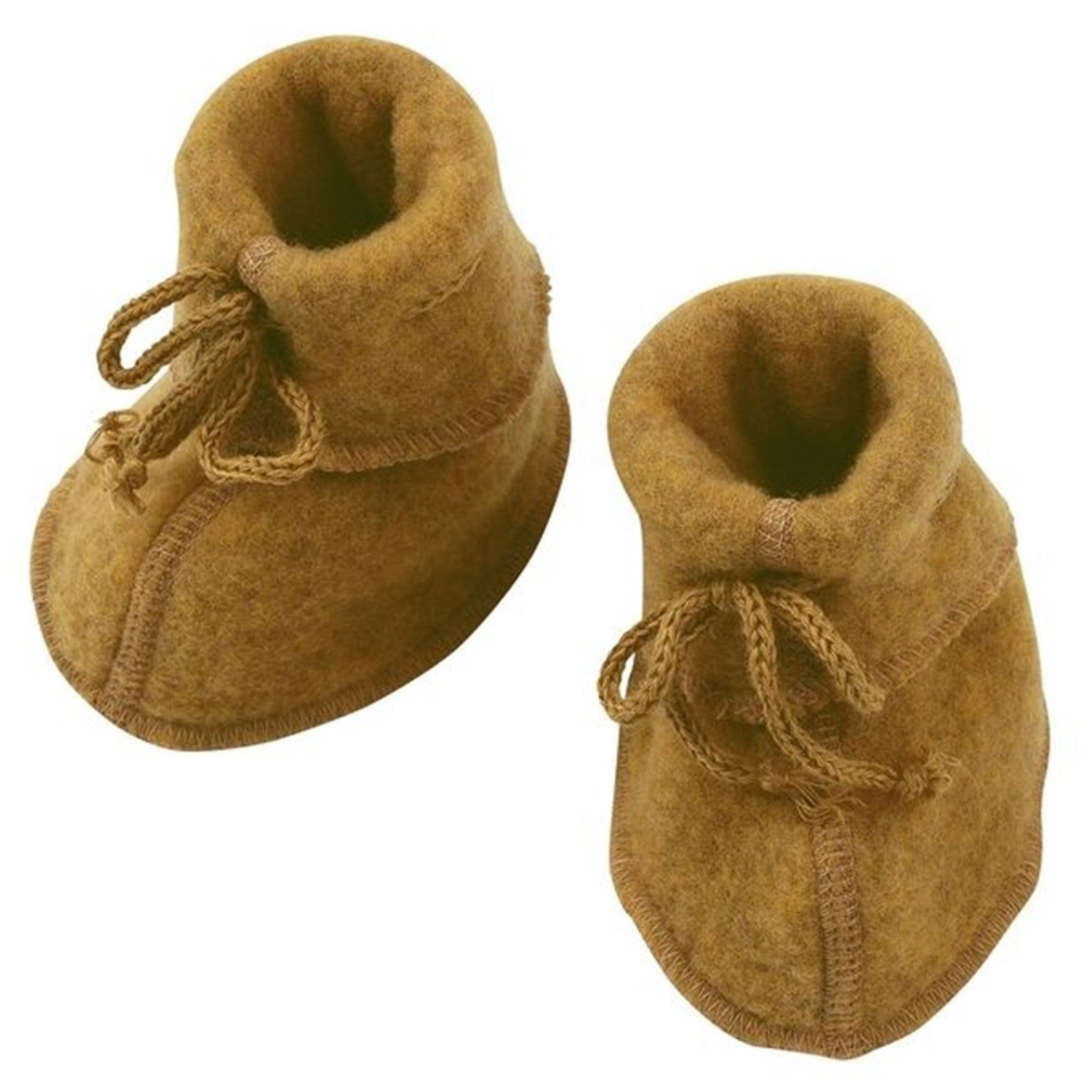Engel Baby Booties W. Ribbon Saffron Melange Understated Utility