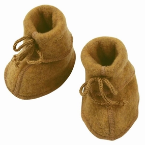 Engel Baby Booties W. Ribbon Saffron Melange Understated Utility