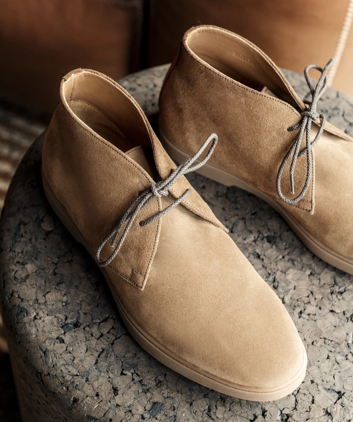 Layer Light Urban Calm Sahara Camel Suede Ankle Boots