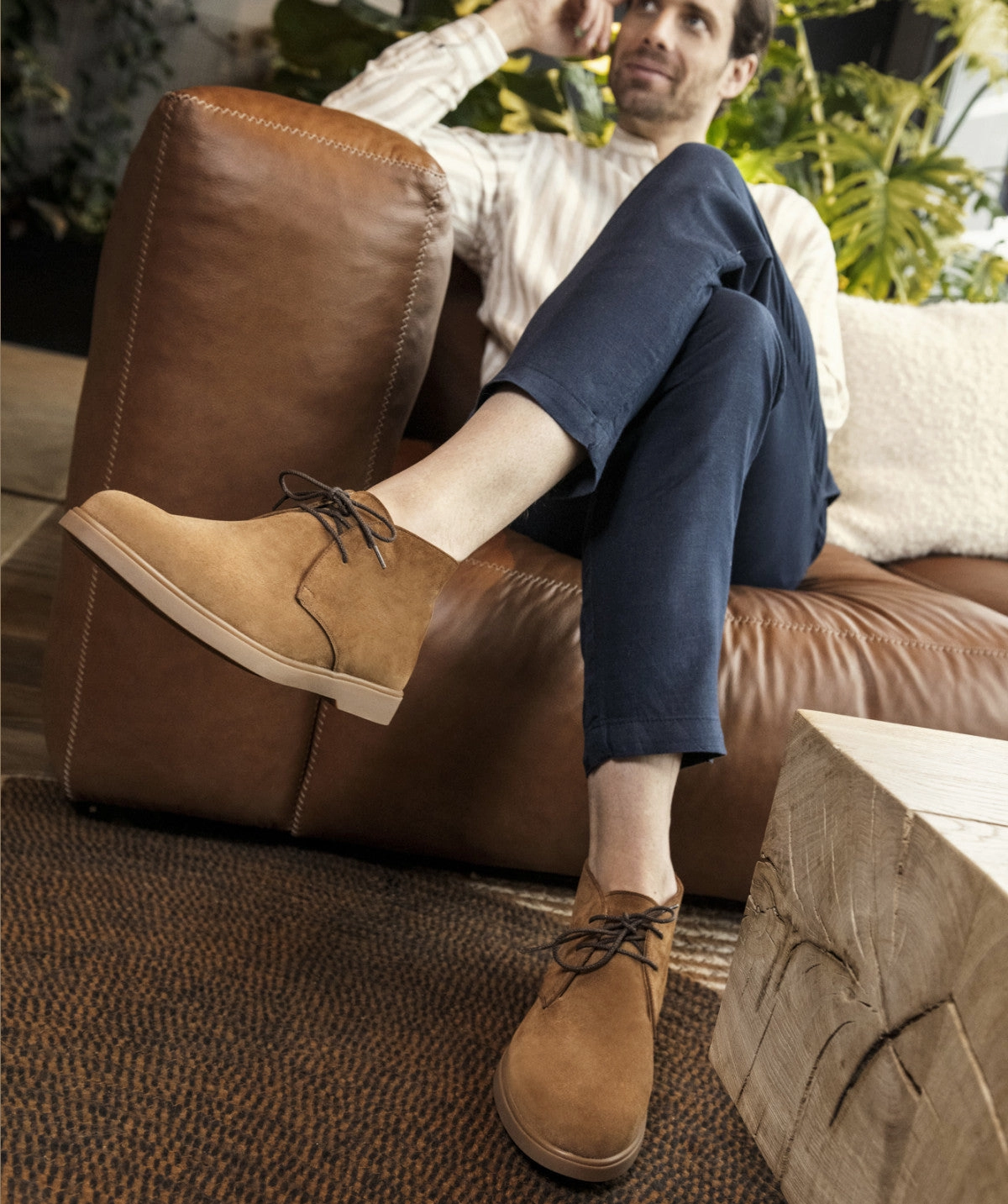 Multi-Wear Essentials Modern Pattern Sahara Camel Suede Ankle Boots