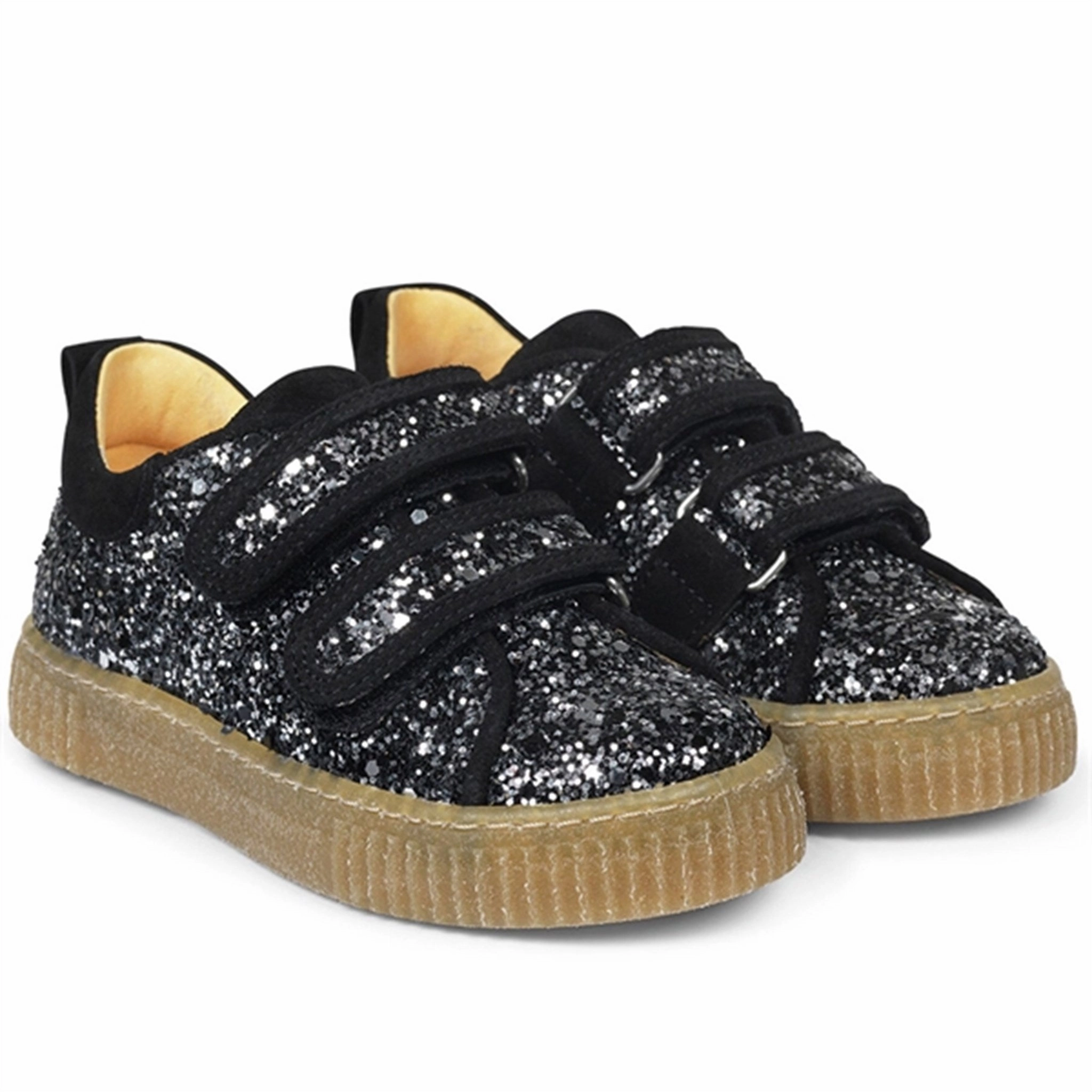 Angulus Sneakers W Velcro Grey Glitter/Black Calm Aesthetic