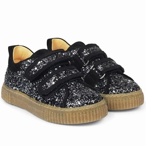 Angulus Sneakers W Velcro Grey Glitter/Black Calm Aesthetic
