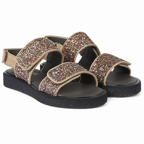 Flex And Fit Designed To Shift Angulus Glitter Sandal W. Velcro Sand/Multi Glitter