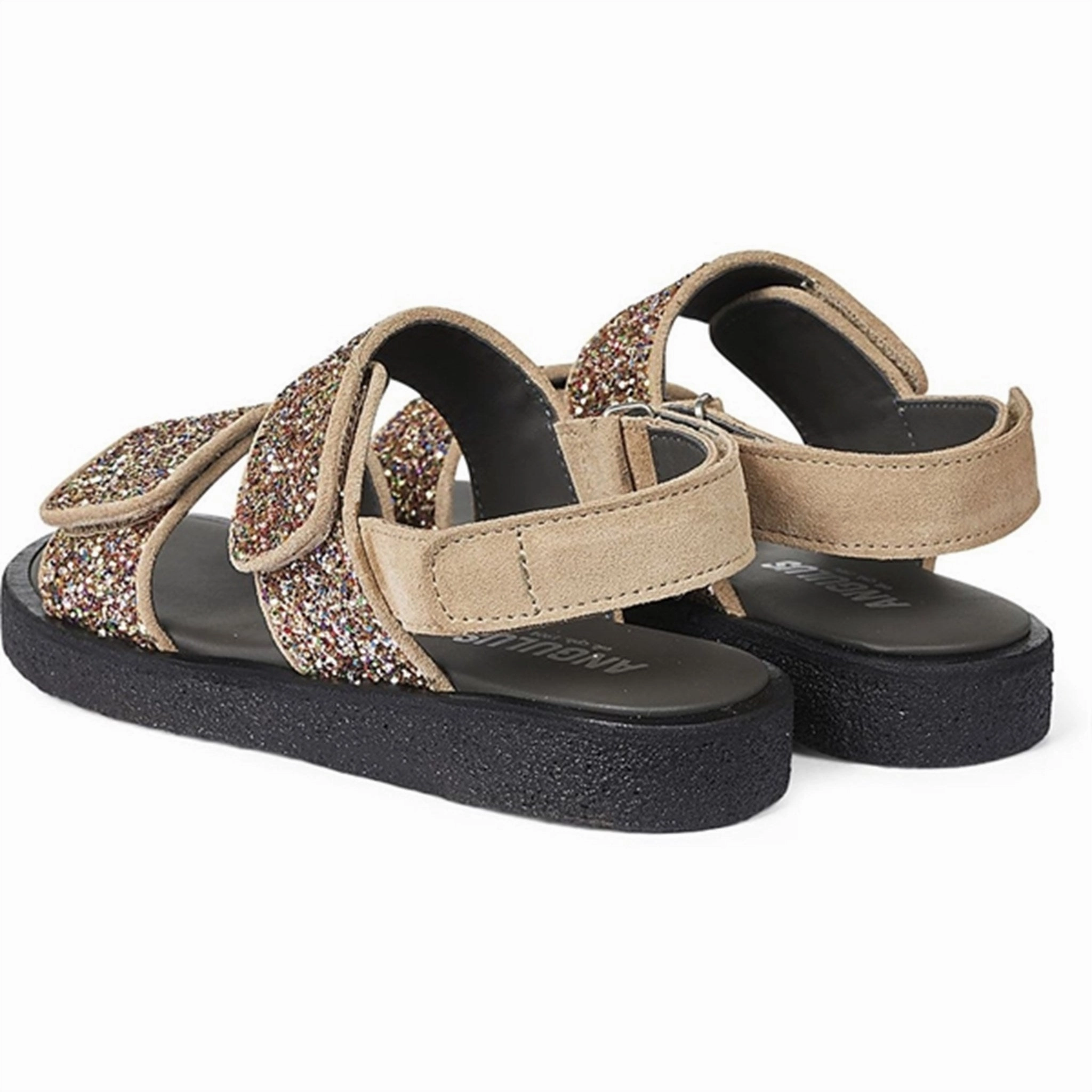 Mindful Wear Angulus Glitter Sandal W. Velcro Sand/Multi Glitter