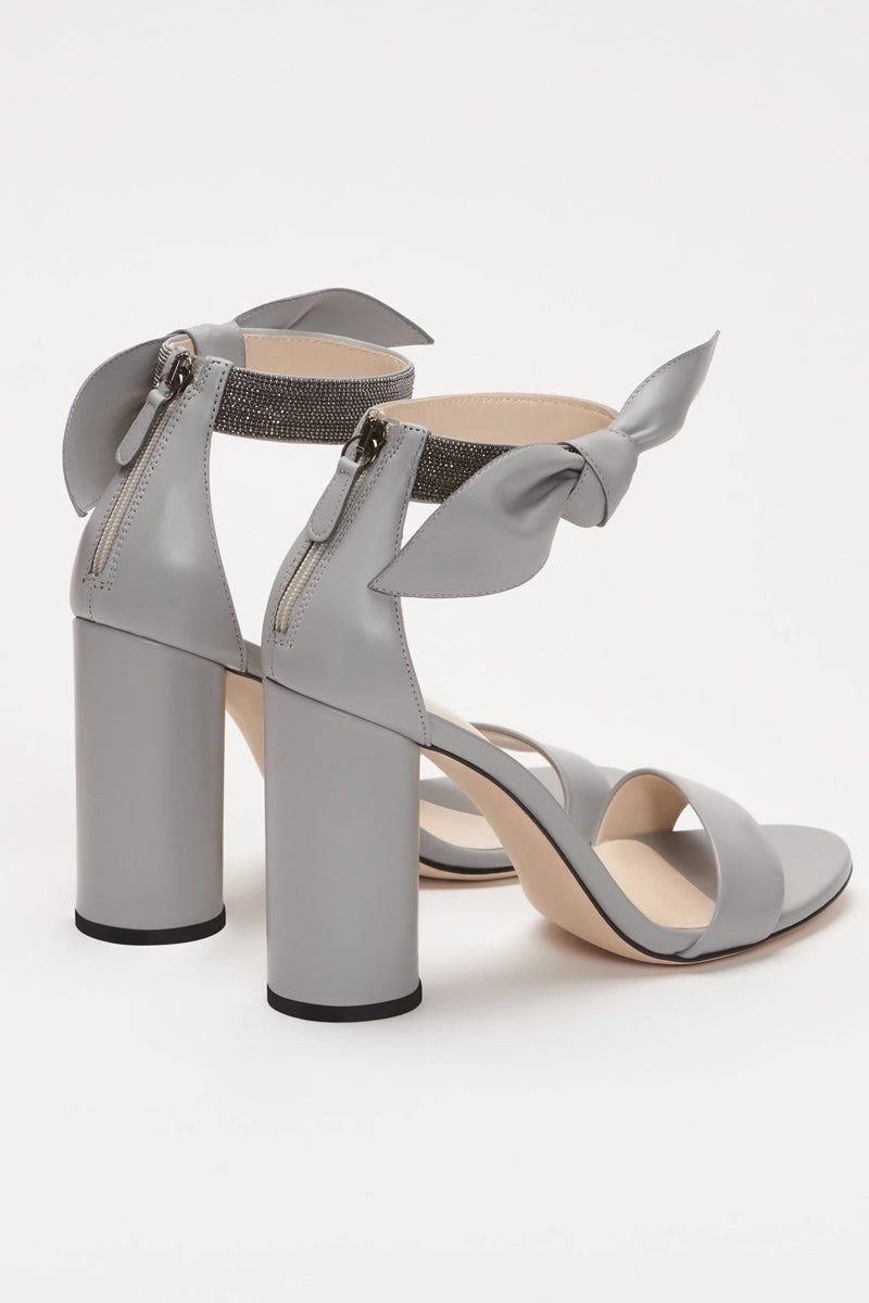 Premium Feel Ester Heeled Leather Sandals In Rock Grey