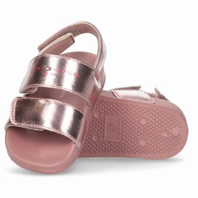 Tommy Hilfiger Logo Velcro Sandal Rose Gold Cool Experience